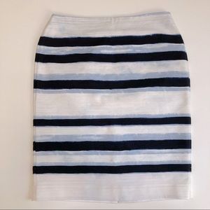 Ann Taylor blue stripe pencil skirt, sz 0